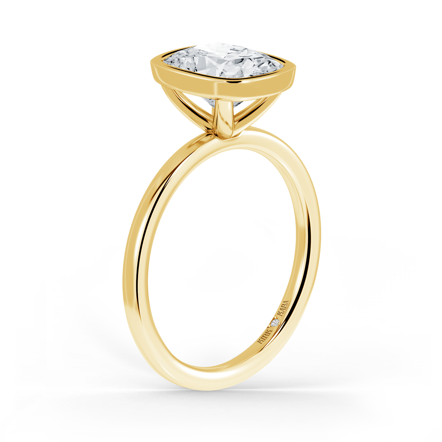 Preset Bezel Cushion Solitaire Engagement Ring - Center Diamond Included