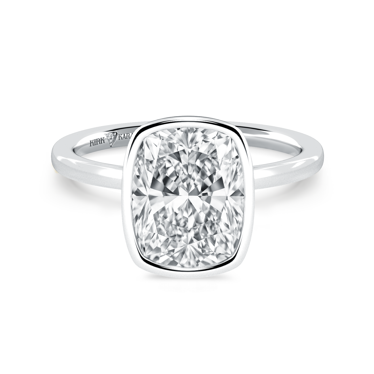 Preset Bezel Cushion Solitaire Engagement Ring - Center Diamond Included