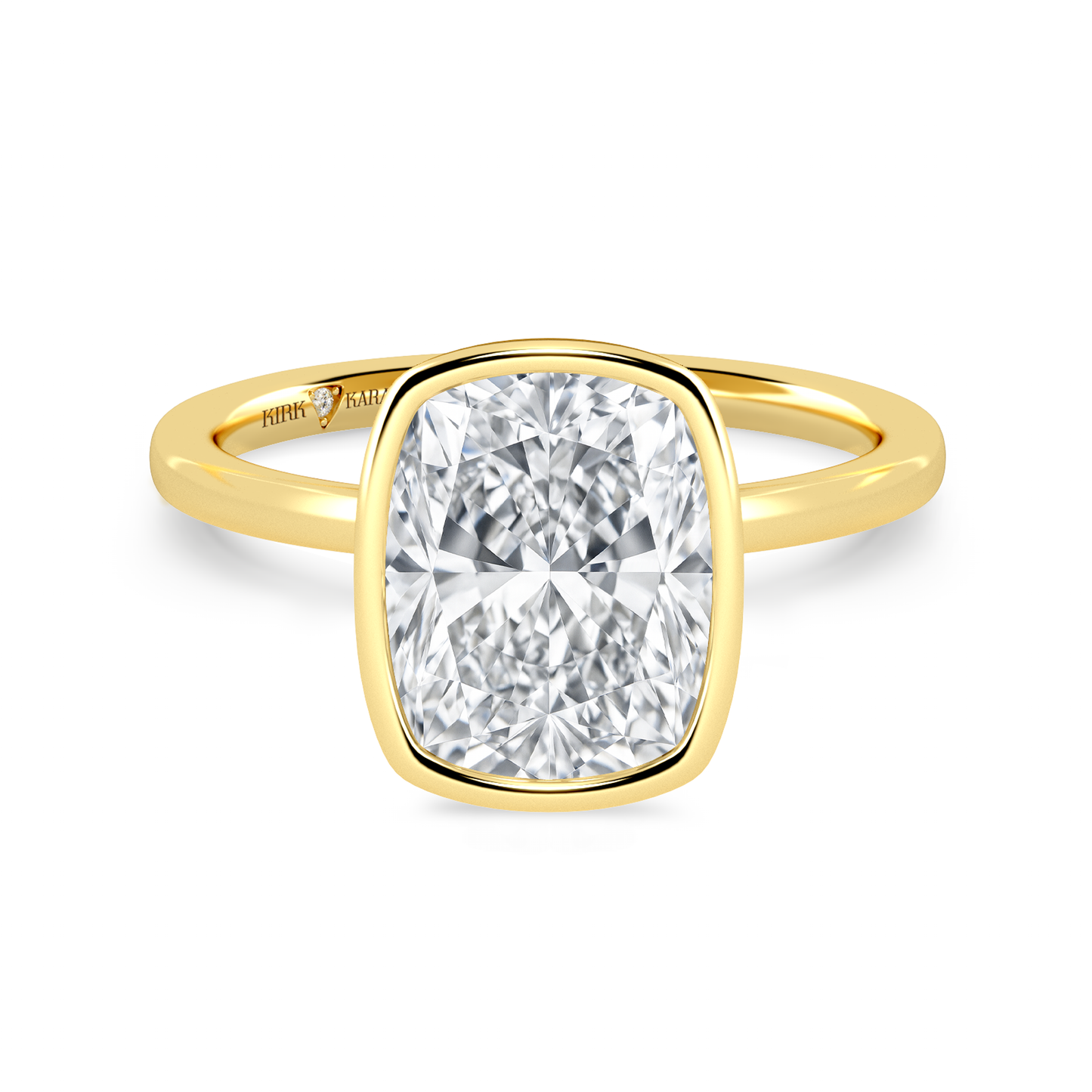 Preset Bezel Cushion Solitaire Engagement Ring - Center Diamond Included