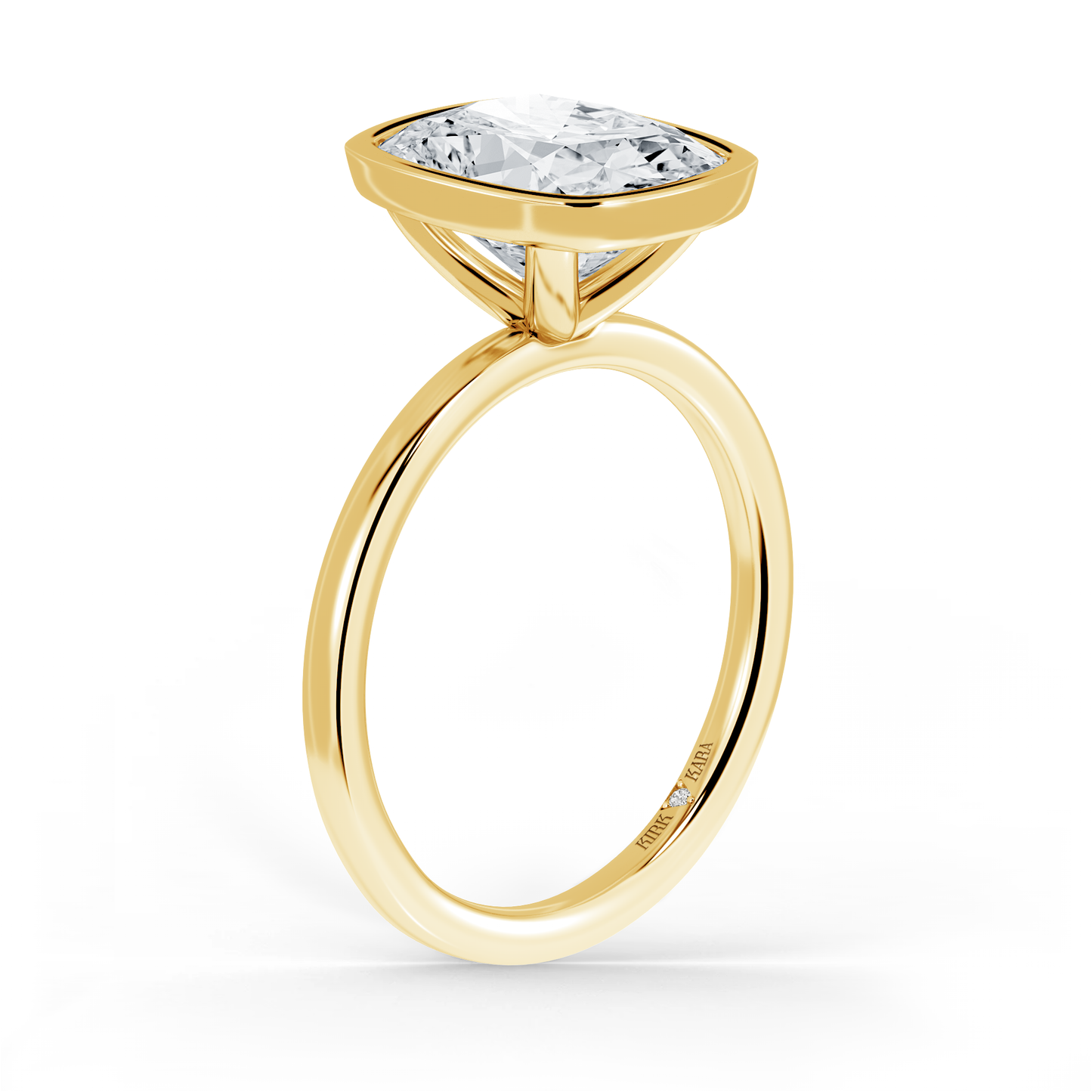 Preset Bezel Cushion Solitaire Engagement Ring - Center Diamond Included