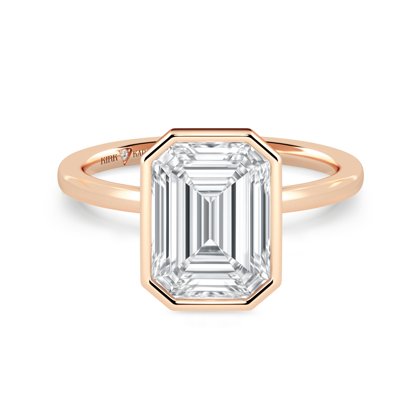 Preset Bezel Emerald Solitaire Engagement Ring - Center Diamond Included