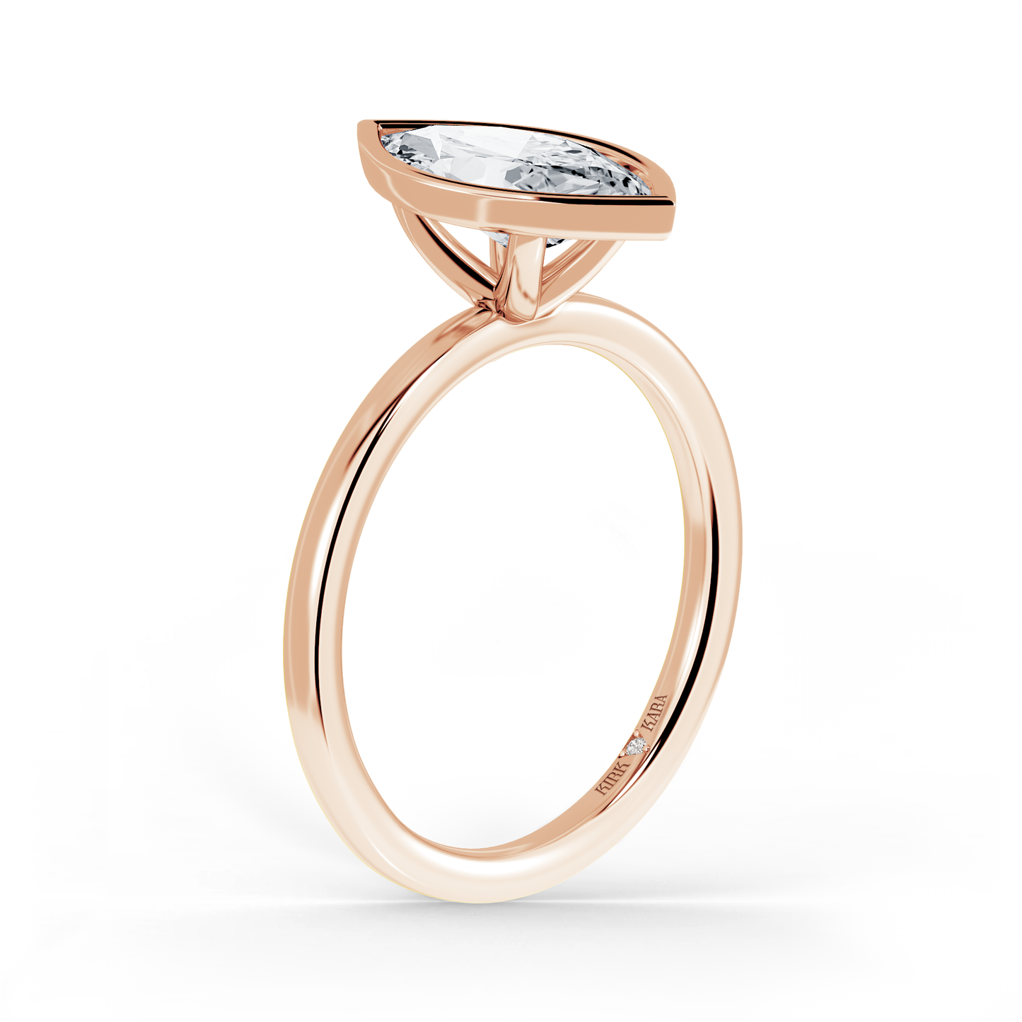Preset Bezel Marquise Solitaire Engagement Ring - Center Diamond Included