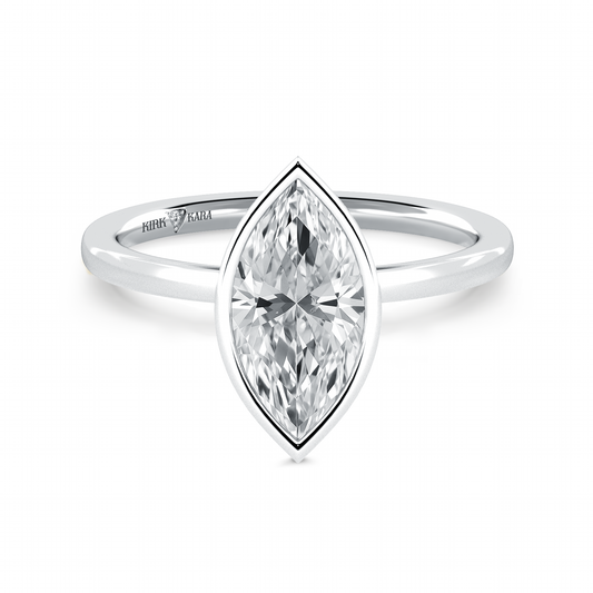 Preset Bezel Marquise Solitaire Engagement Ring - Center Diamond Included