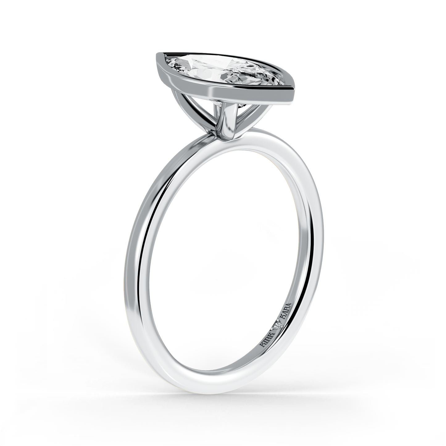 Preset Bezel Marquise Solitaire Engagement Ring - Center Diamond Included