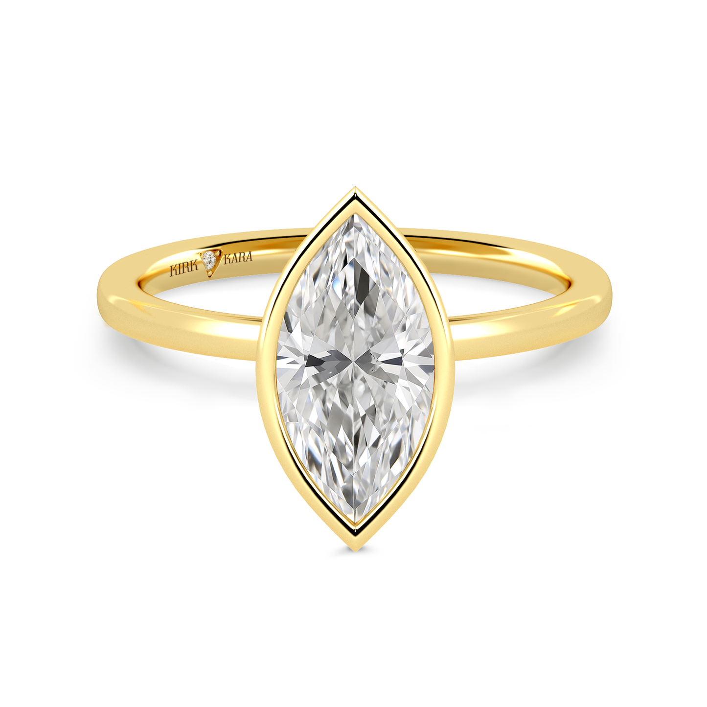 Preset Bezel Marquise Solitaire Engagement Ring - Center Diamond Included