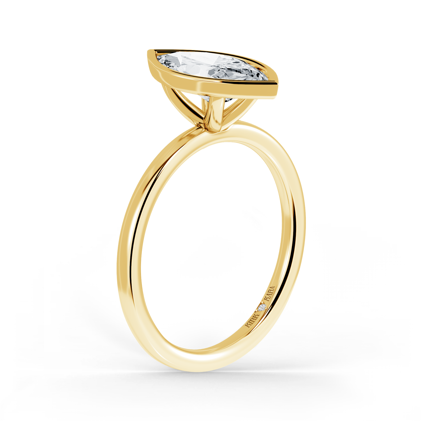 Preset Bezel Marquise Solitaire Engagement Ring - Center Diamond Included