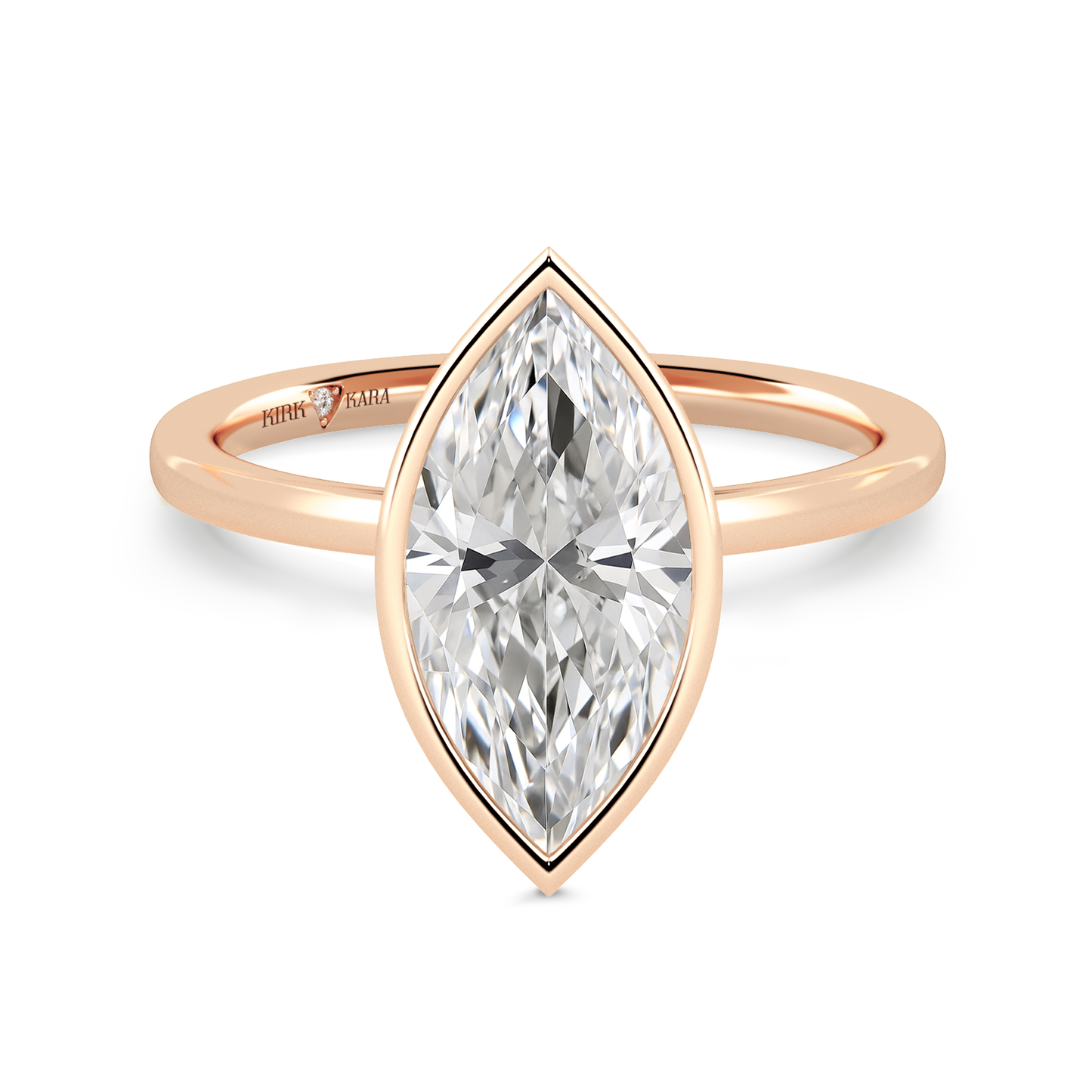 Preset Bezel Marquise Solitaire Engagement Ring - Center Diamond Included