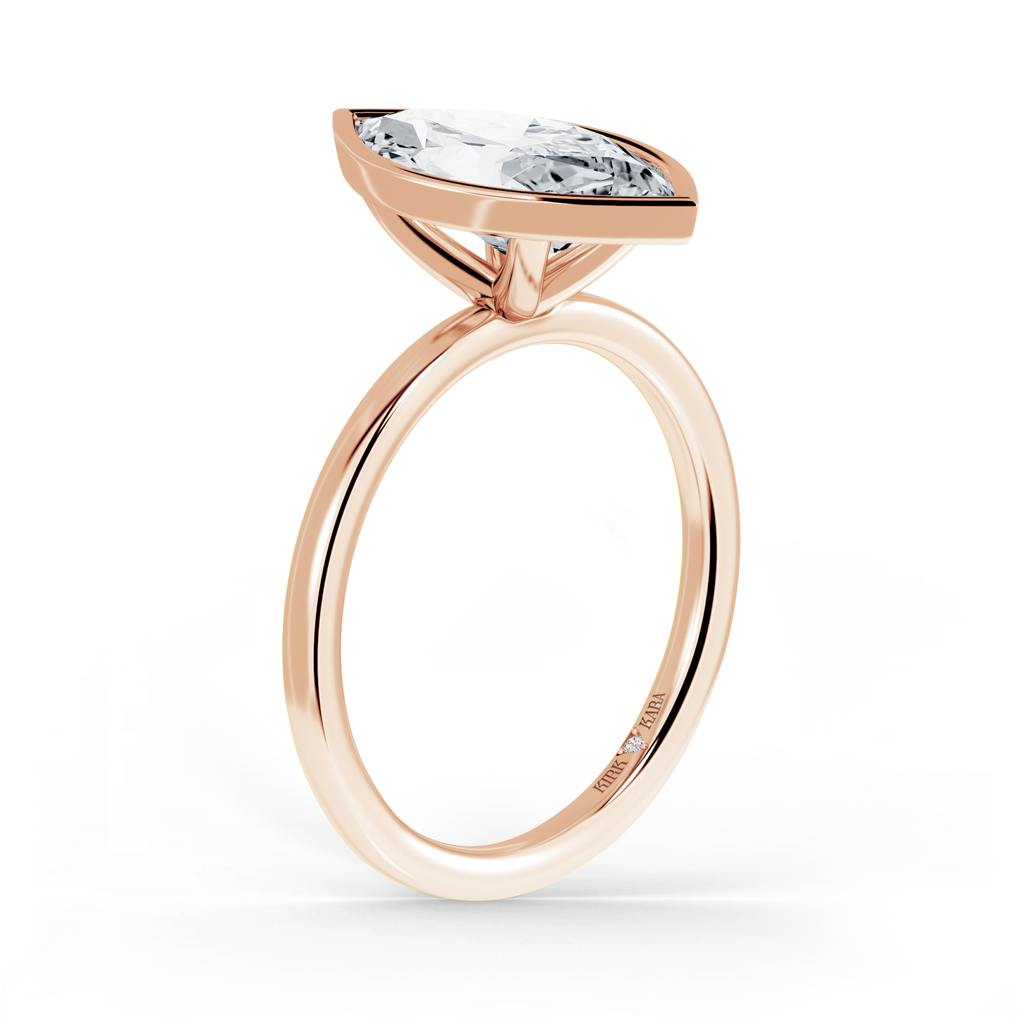 Preset Bezel Marquise Solitaire Engagement Ring - Center Diamond Included