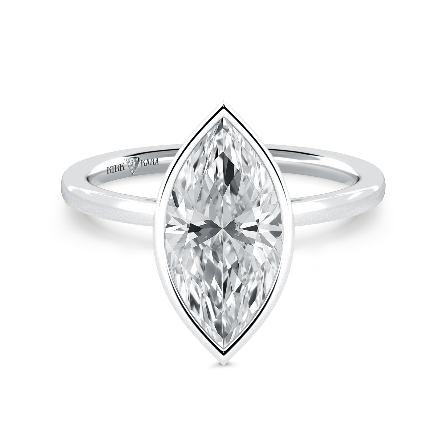 Preset Bezel Marquise Solitaire Engagement Ring - Center Diamond Included