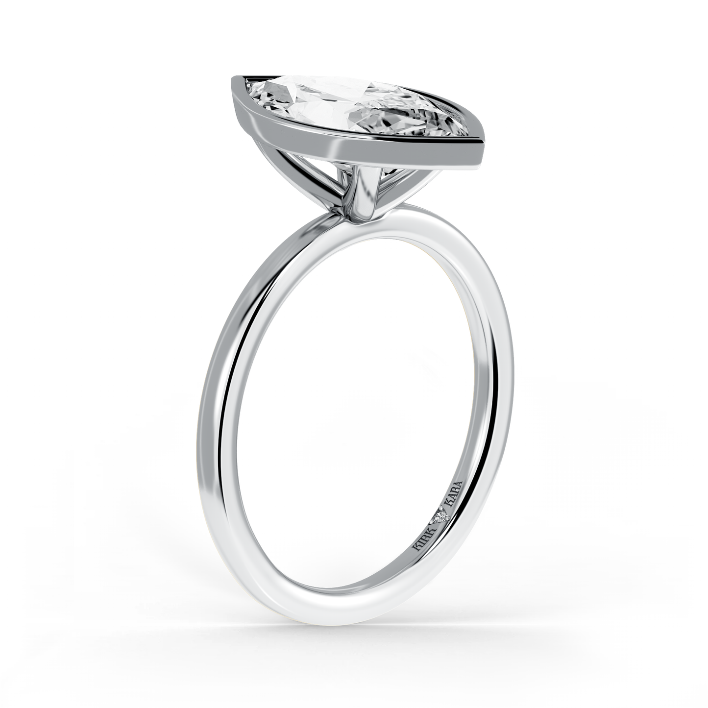 Preset Bezel Marquise Solitaire Engagement Ring - Center Diamond Included