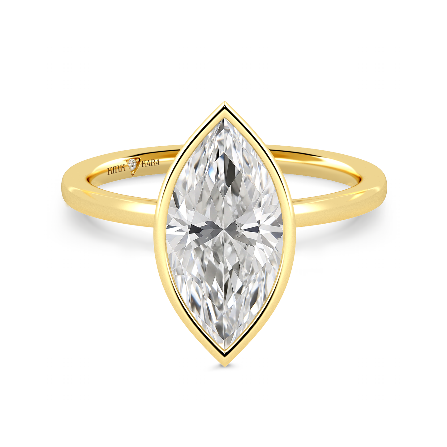 Preset Bezel Marquise Solitaire Engagement Ring - Center Diamond Included