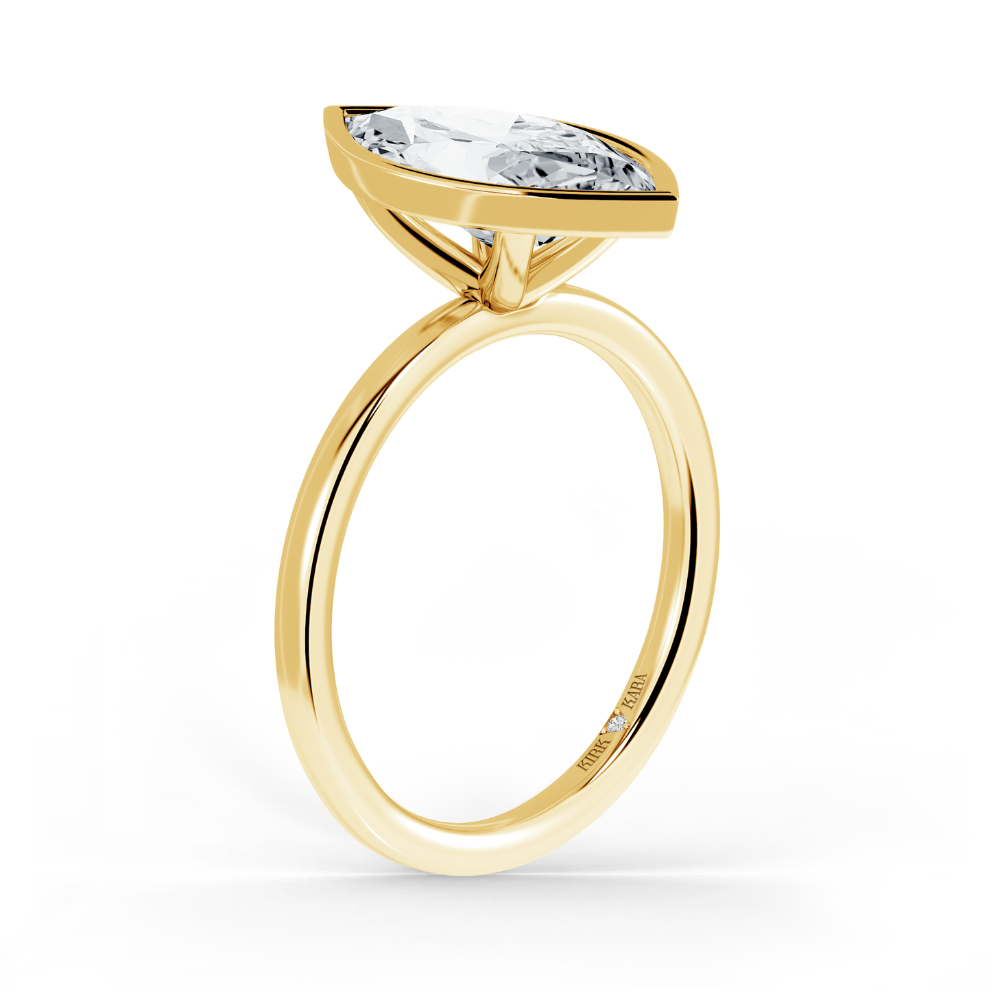 Preset Bezel Marquise Solitaire Engagement Ring - Center Diamond Included