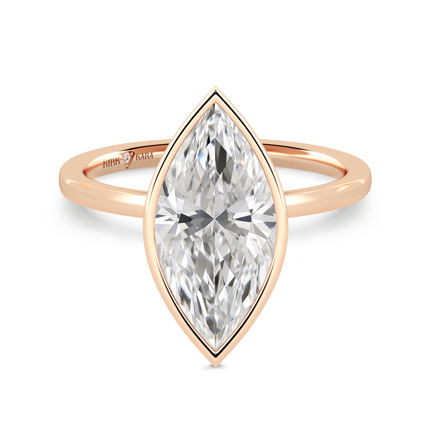 Preset Bezel Marquise Solitaire Engagement Ring - Center Diamond Included