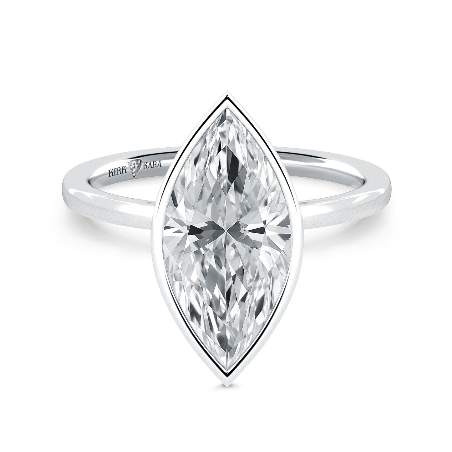 Preset Bezel Marquise Solitaire Engagement Ring - Center Diamond Included