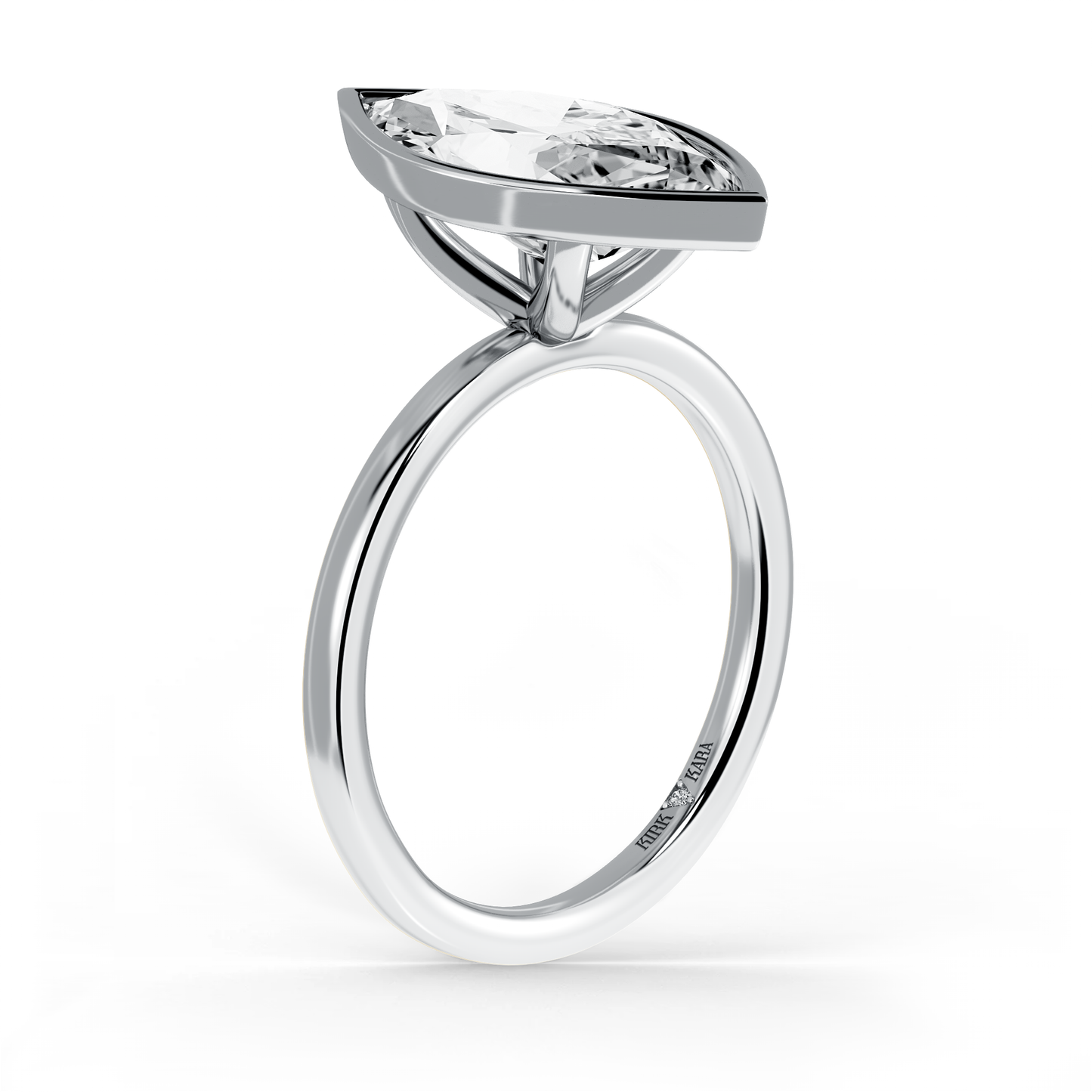 Preset Bezel Marquise Solitaire Engagement Ring - Center Diamond Included