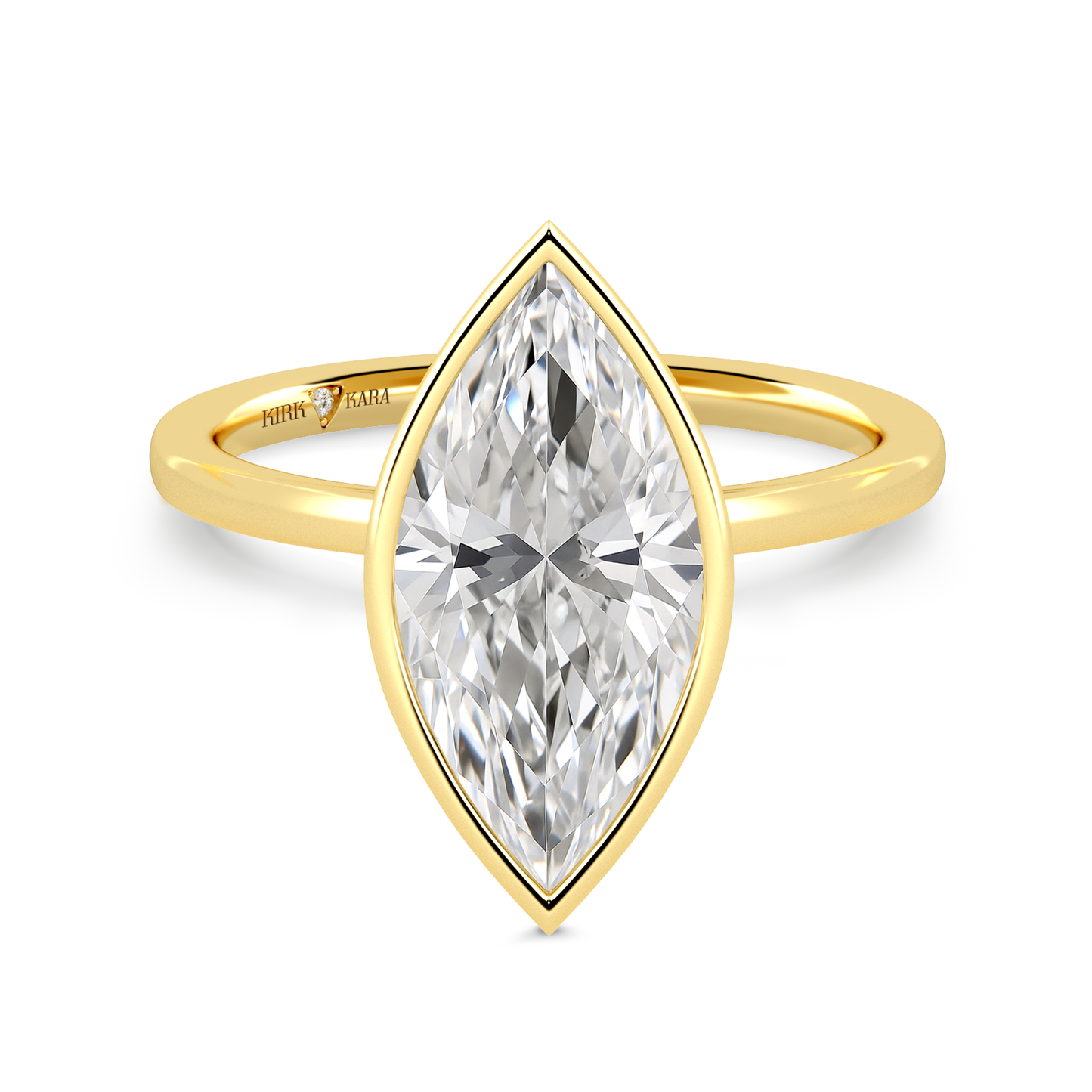 Preset Bezel Marquise Solitaire Engagement Ring - Center Diamond Included