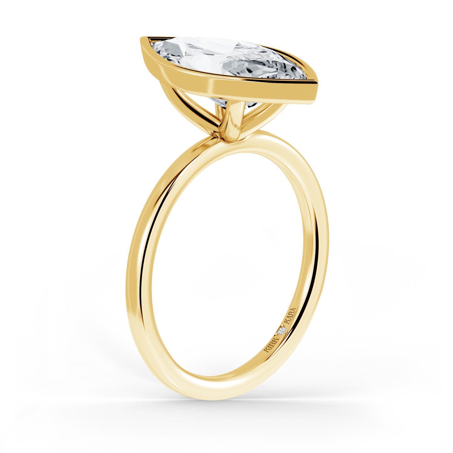 Preset Bezel Marquise Solitaire Engagement Ring - Center Diamond Included
