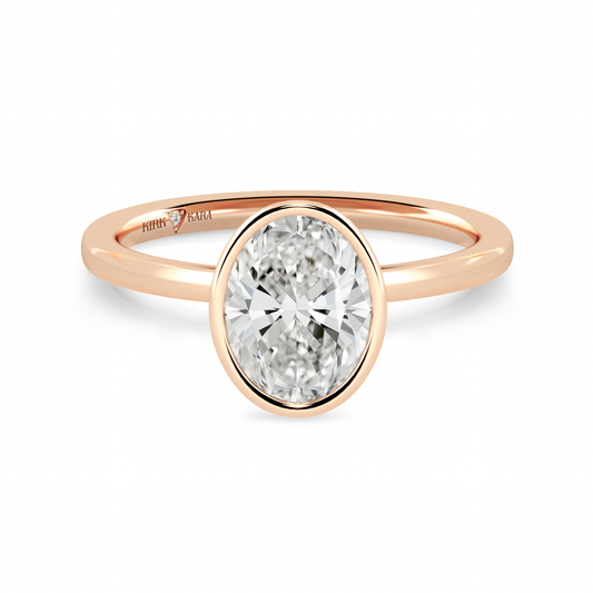 Preset Bezel Oval Solitaire Engagement Ring - Center Diamond Included