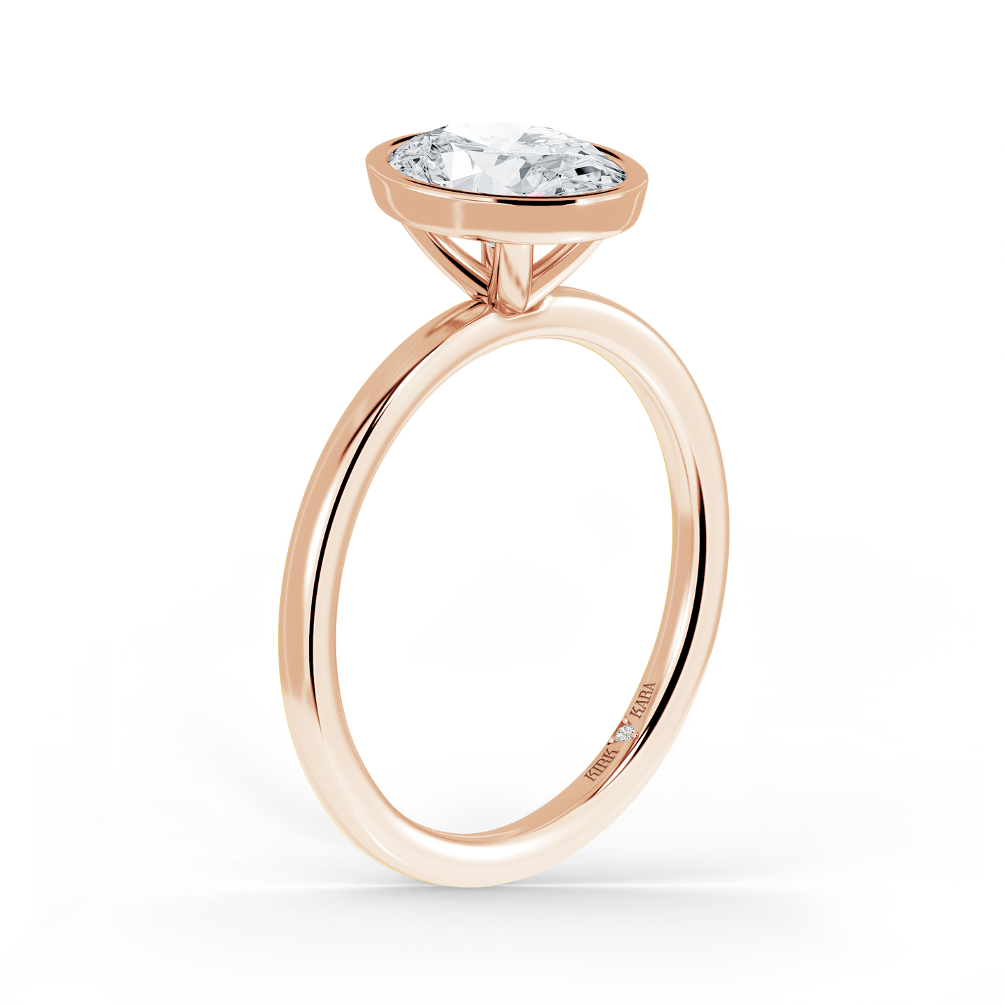 Preset Bezel Oval Solitaire Engagement Ring - Center Diamond Included