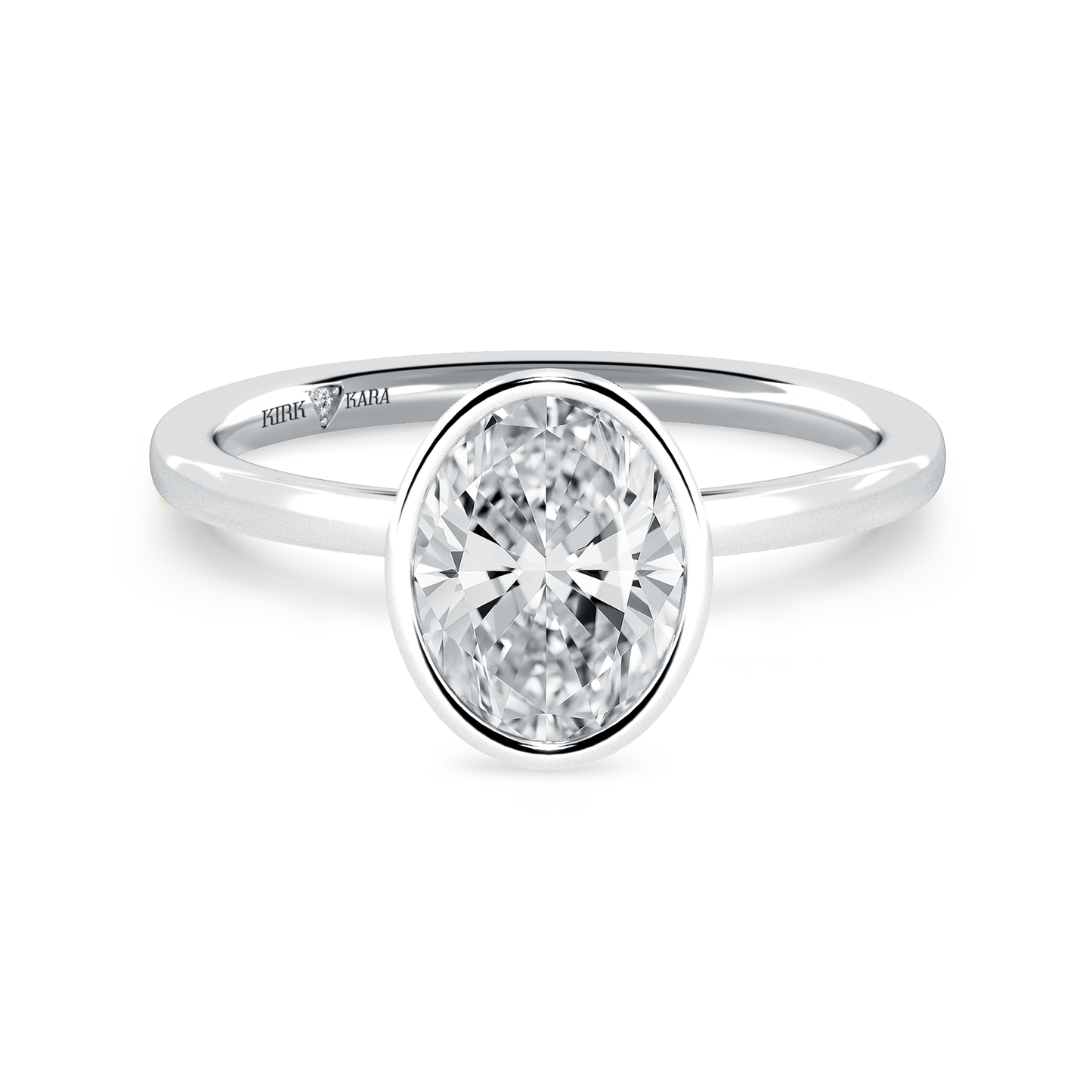 Preset Bezel Oval Solitaire Engagement Ring - Center Diamond Included