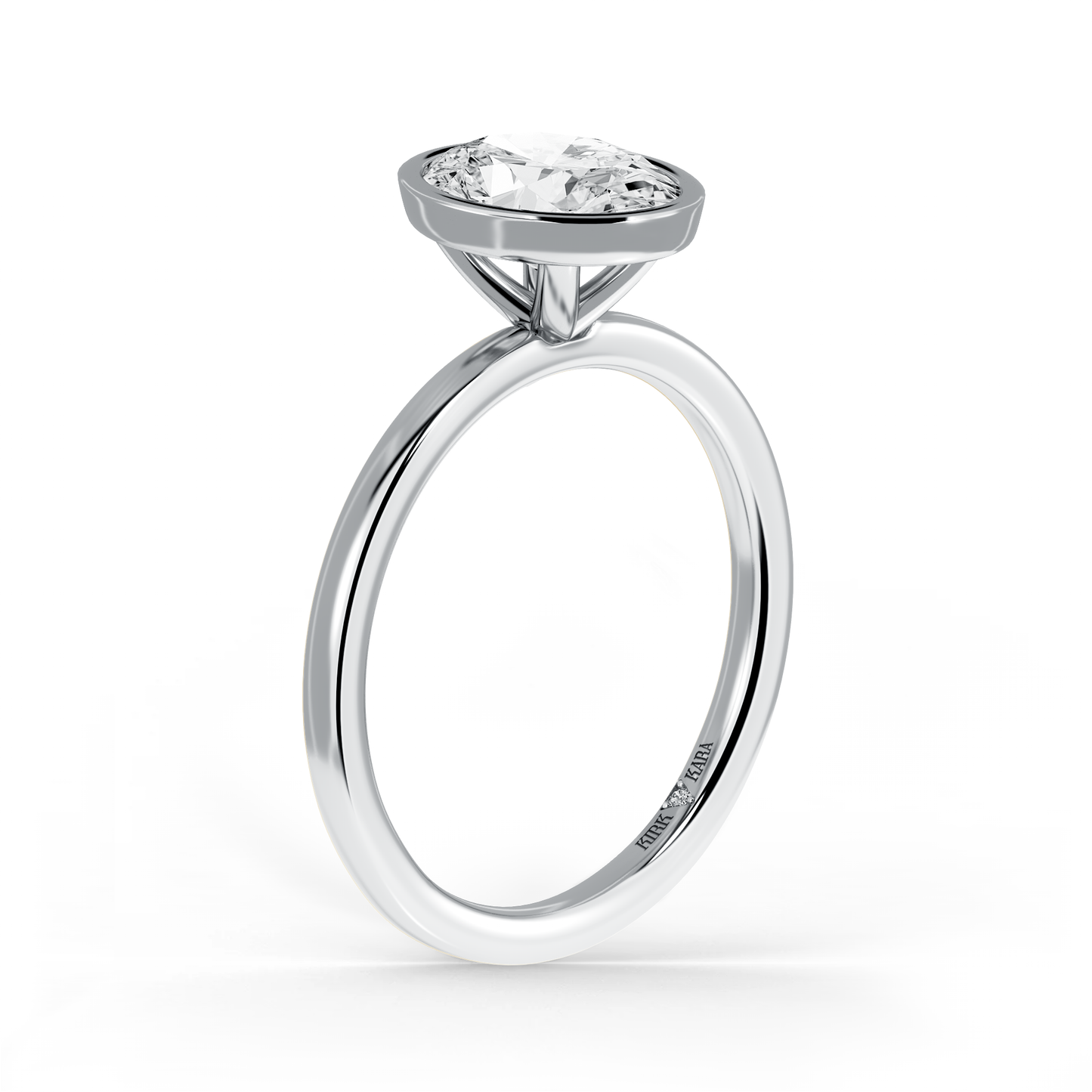 Preset Bezel Oval Solitaire Engagement Ring - Center Diamond Included