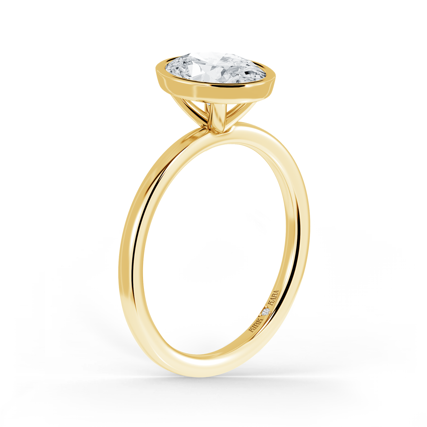 Preset Bezel Oval Solitaire Engagement Ring - Center Diamond Included