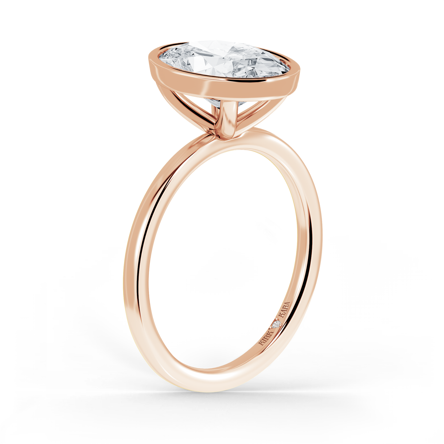 Preset Bezel Oval Solitaire Engagement Ring - Center Diamond Included