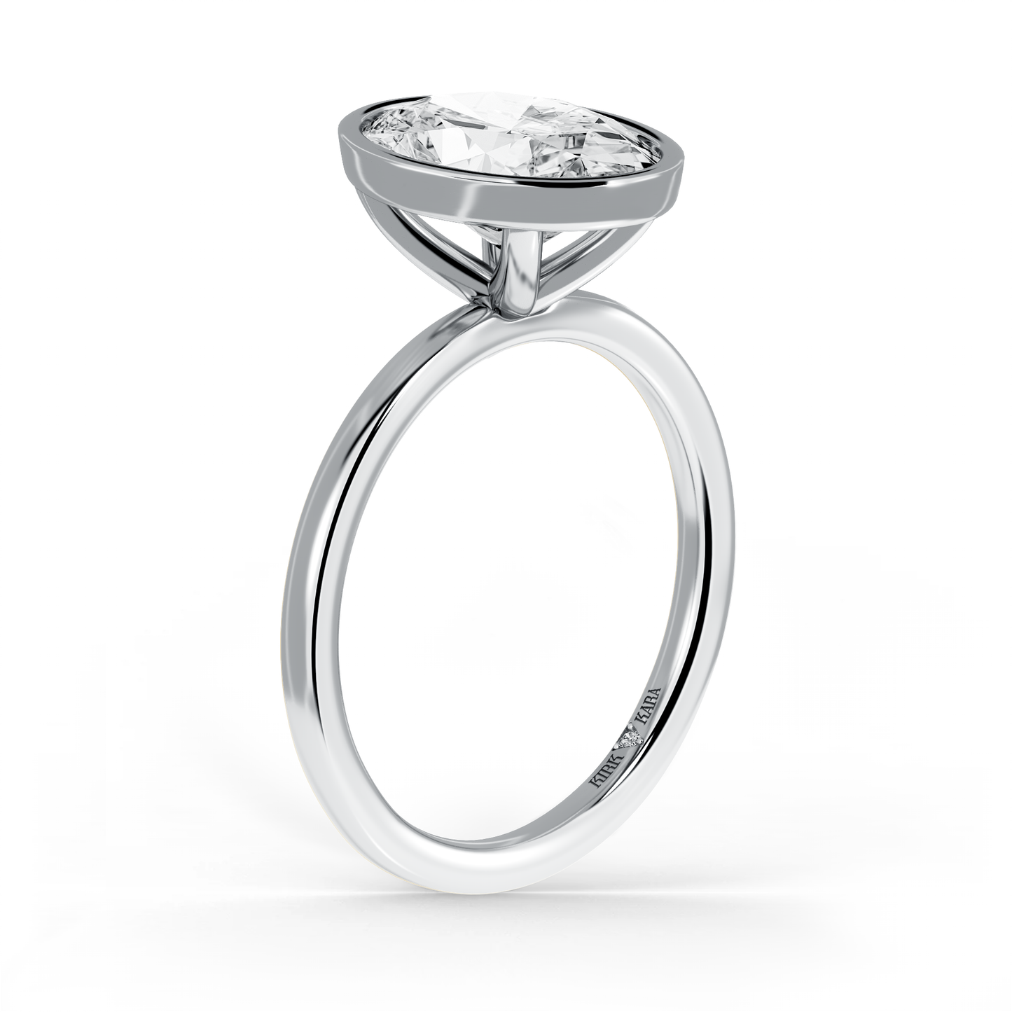 Preset Bezel Oval Solitaire Engagement Ring - Center Diamond Included