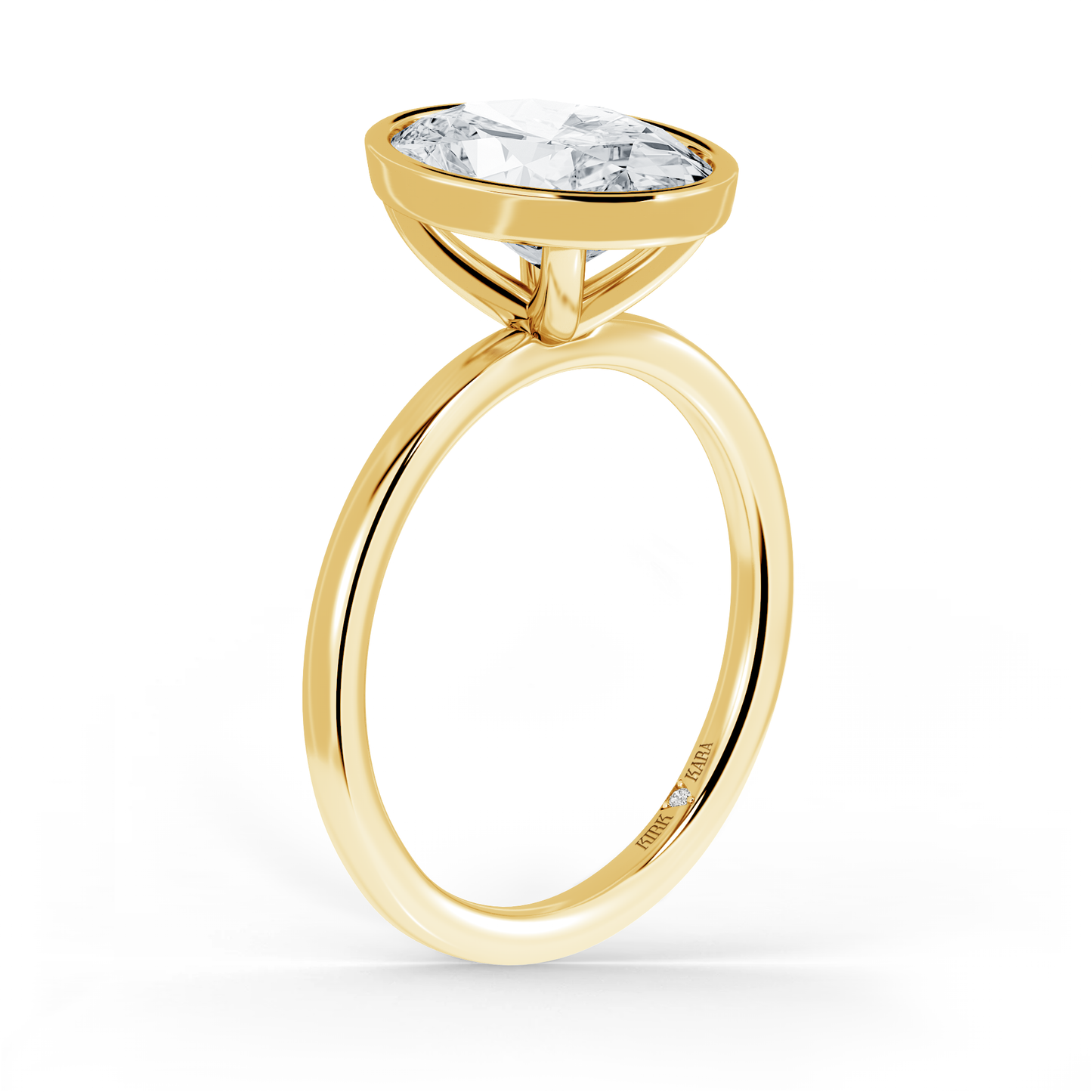 Preset Bezel Oval Solitaire Engagement Ring - Center Diamond Included
