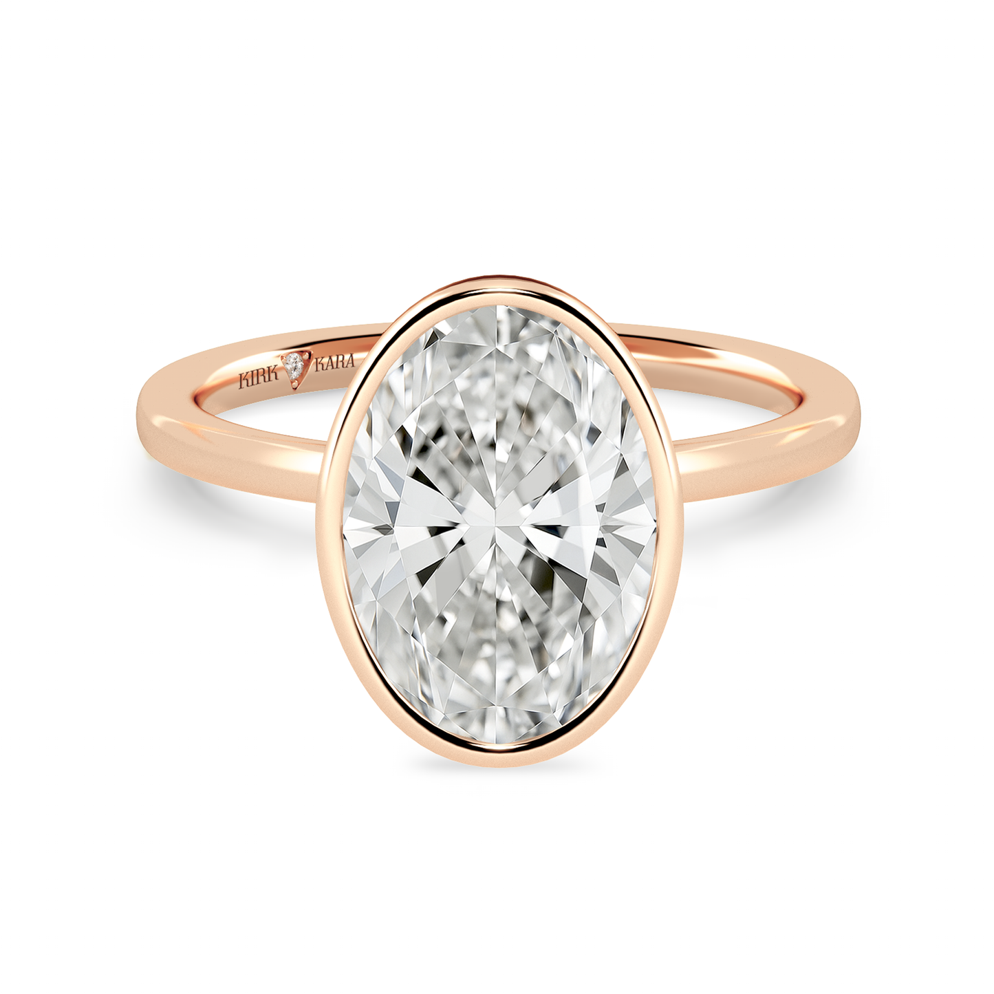Preset Bezel Oval Solitaire Engagement Ring - Center Diamond Included