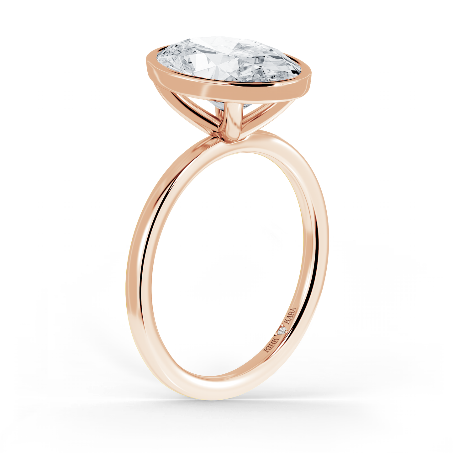 Preset Bezel Oval Solitaire Engagement Ring - Center Diamond Included