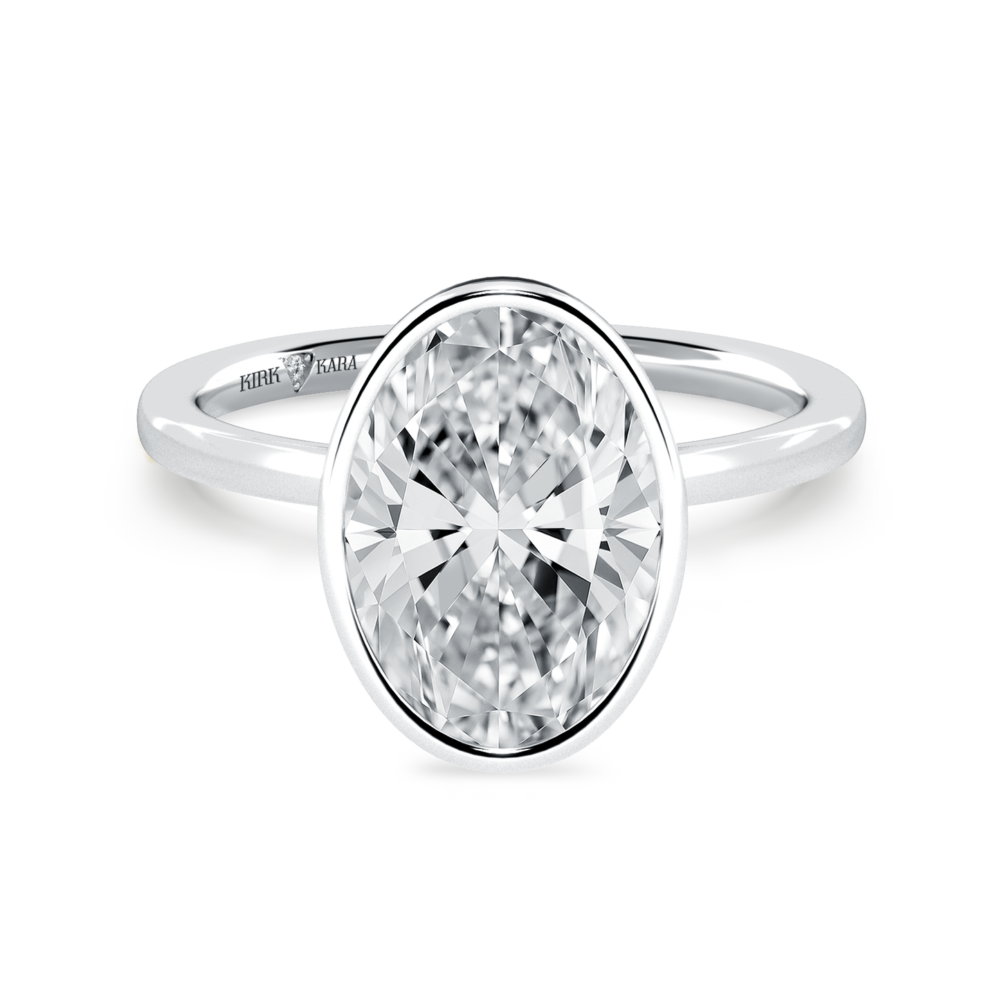 Preset Bezel Oval Solitaire Engagement Ring - Center Diamond Included