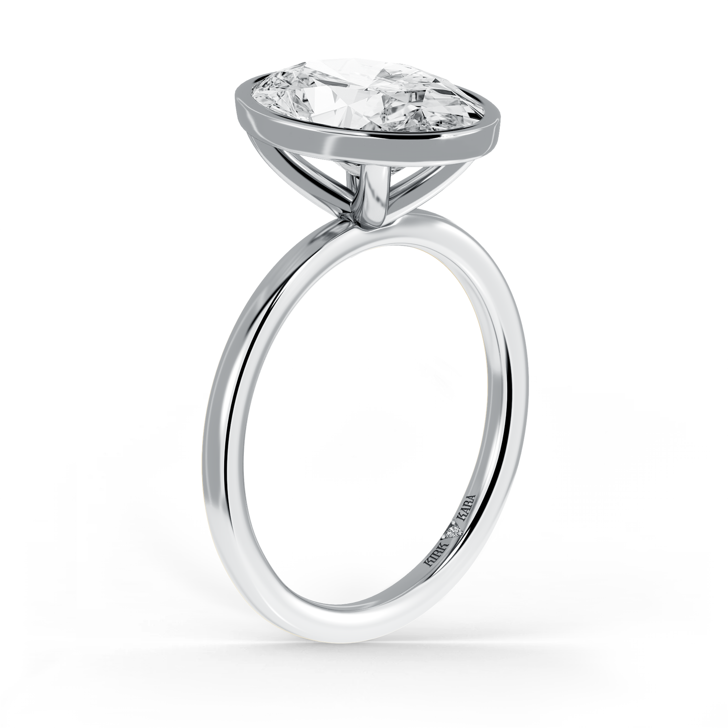 Preset Bezel Oval Solitaire Engagement Ring - Center Diamond Included