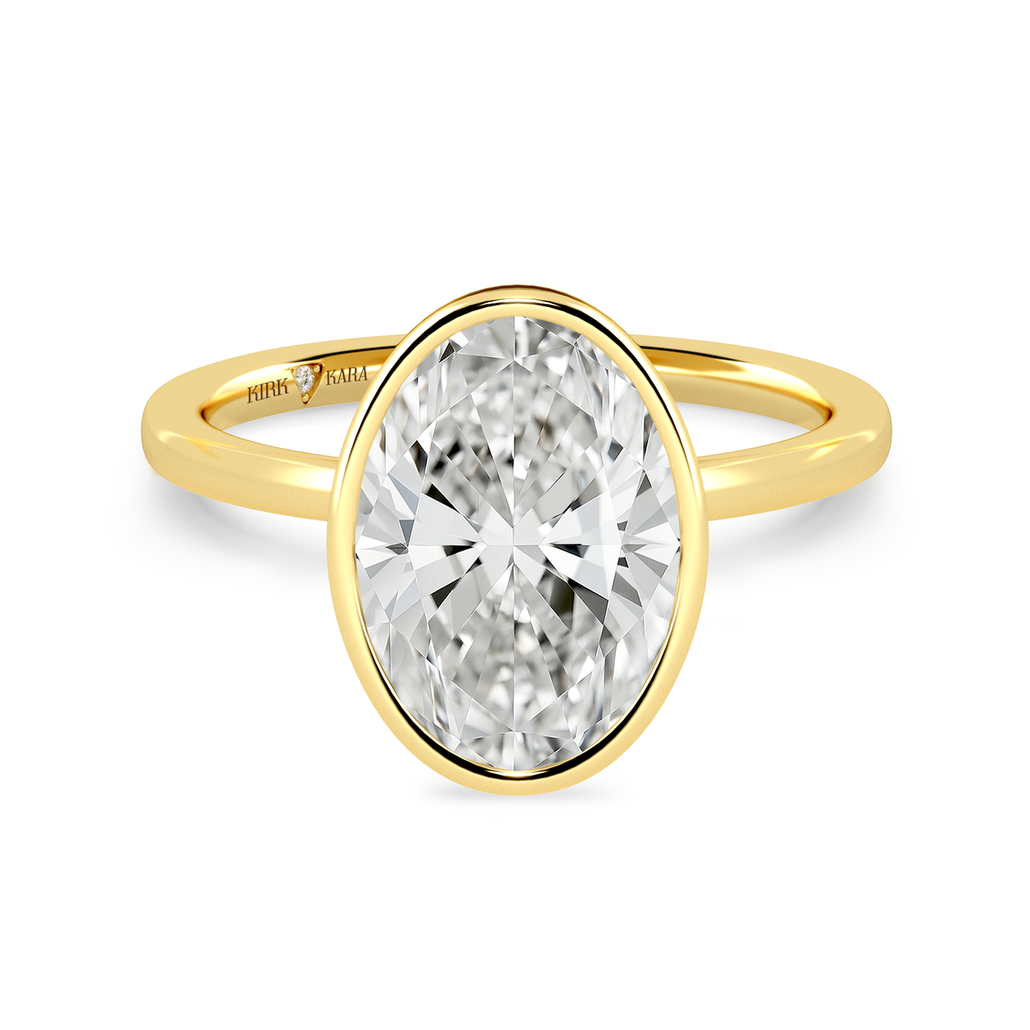 Preset Bezel Oval Solitaire Engagement Ring - Center Diamond Included