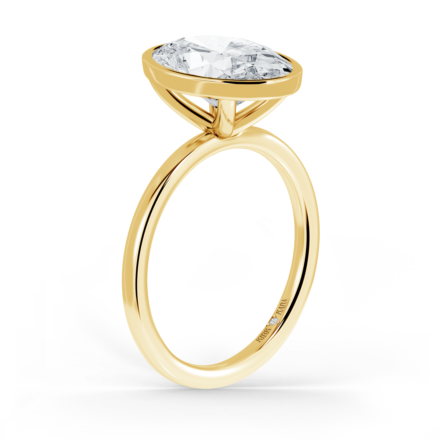 Preset Bezel Oval Solitaire Engagement Ring - Center Diamond Included