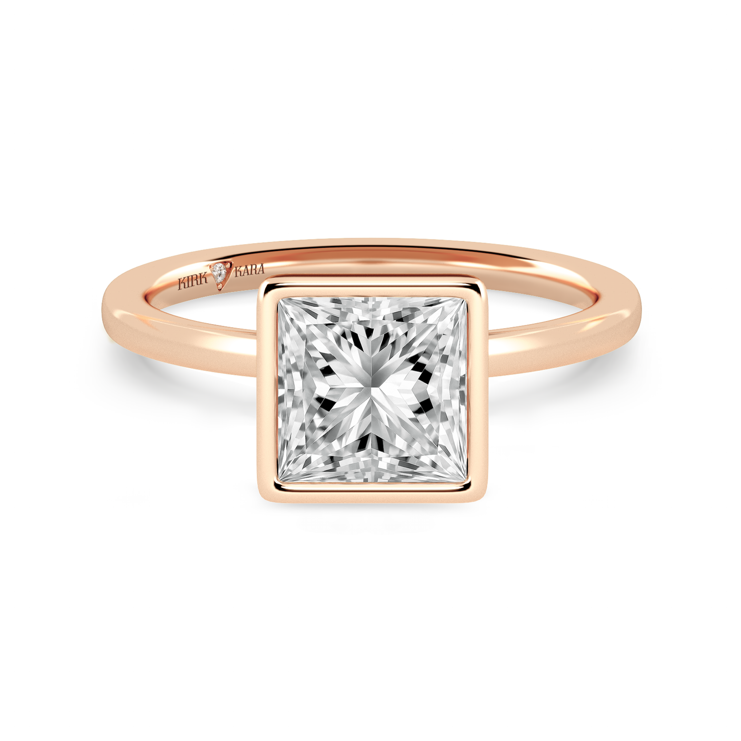 Preset Bezel Princess Solitaire Engagement Ring - Center Diamond Included
