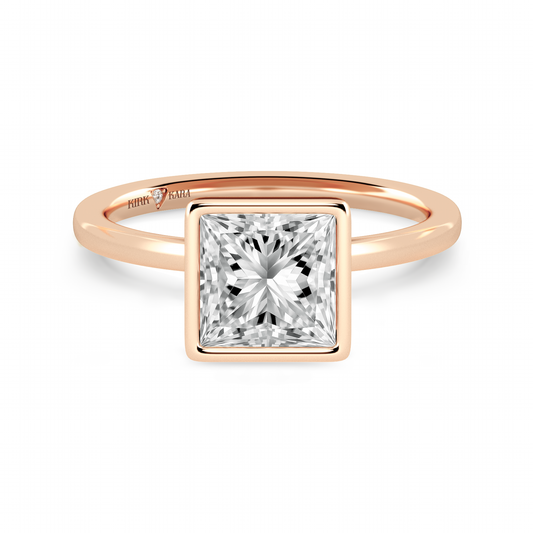 Preset Bezel Princess Solitaire Engagement Ring - Center Diamond Included