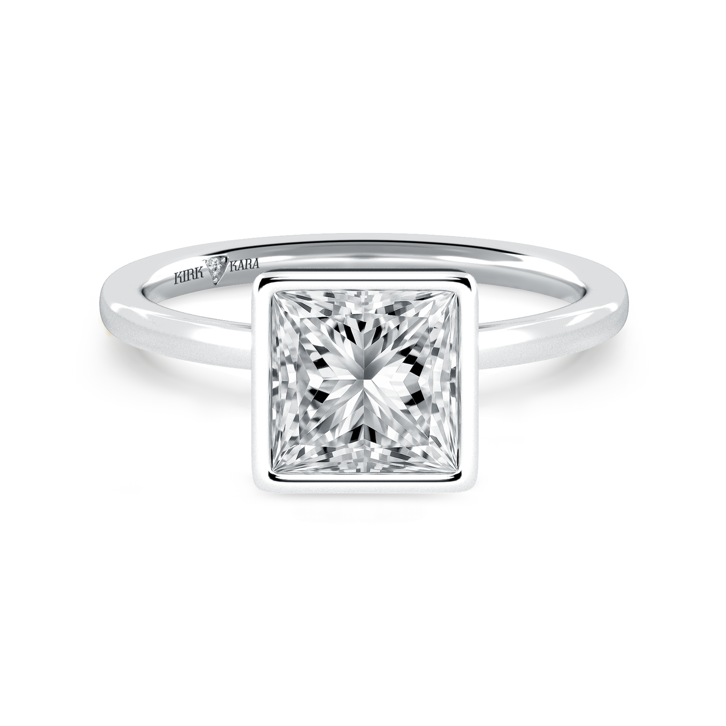 Preset Bezel Princess Solitaire Engagement Ring - Center Diamond Included