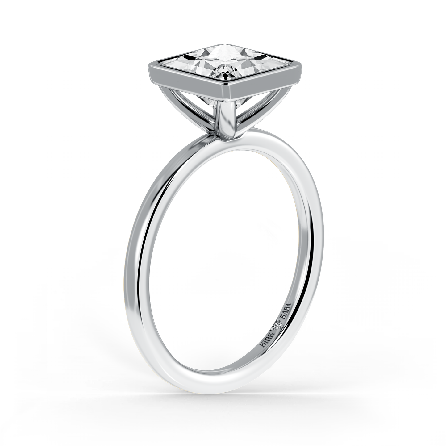 Preset Bezel Princess Solitaire Engagement Ring - Center Diamond Included