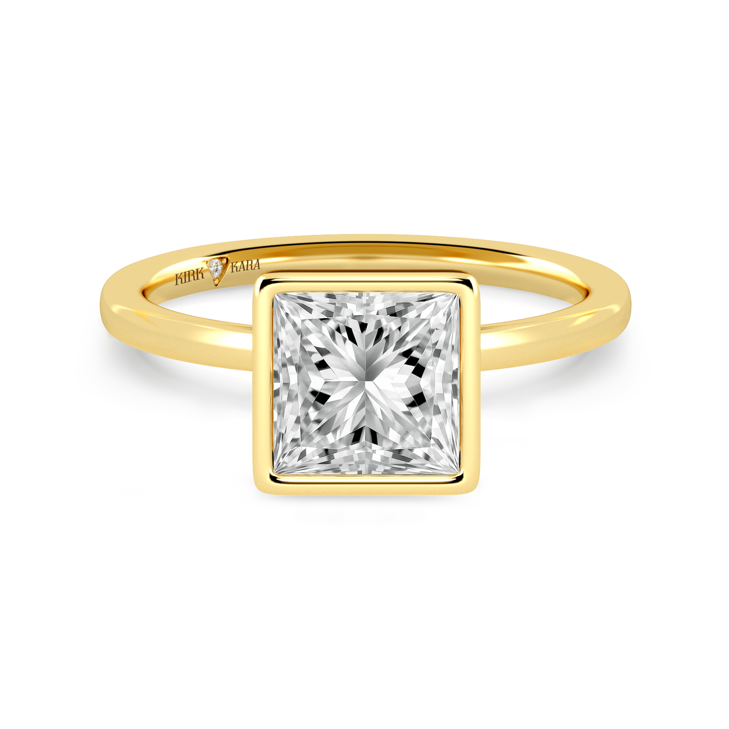 Preset Bezel Princess Solitaire Engagement Ring - Center Diamond Included