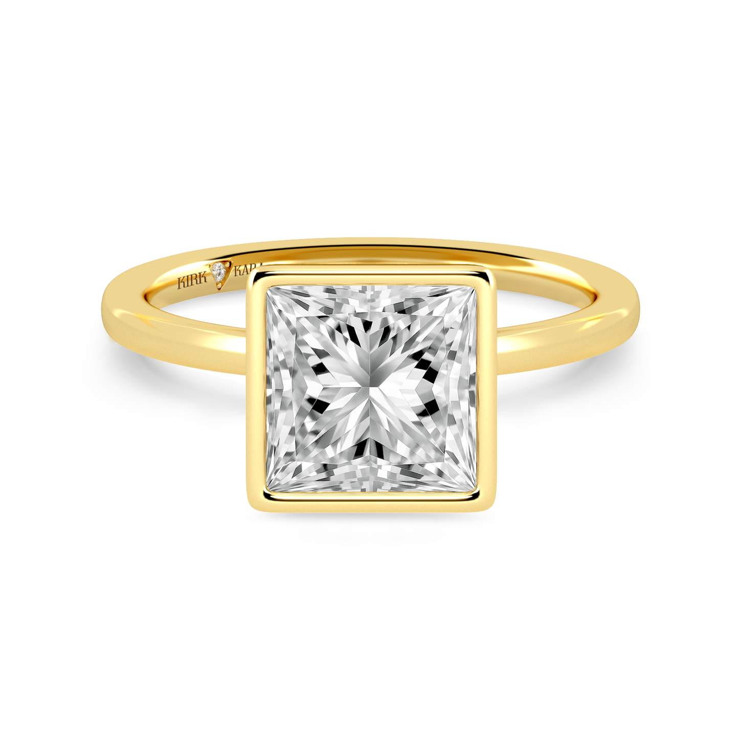 Preset Bezel Princess Solitaire Engagement Ring - Center Diamond Included