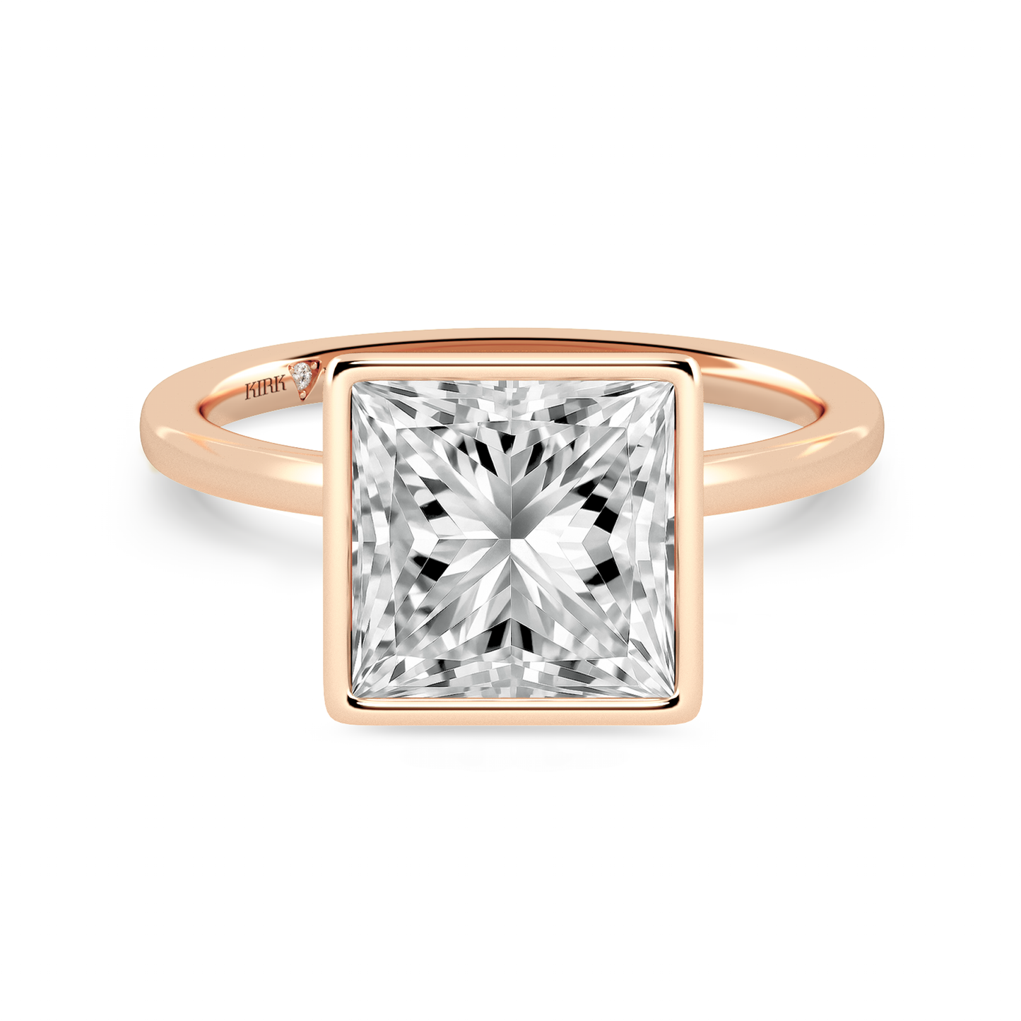 Preset Bezel Princess Solitaire Engagement Ring - Center Diamond Included