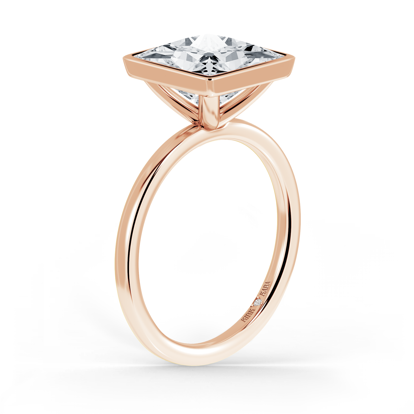 Preset Bezel Princess Solitaire Engagement Ring - Center Diamond Included
