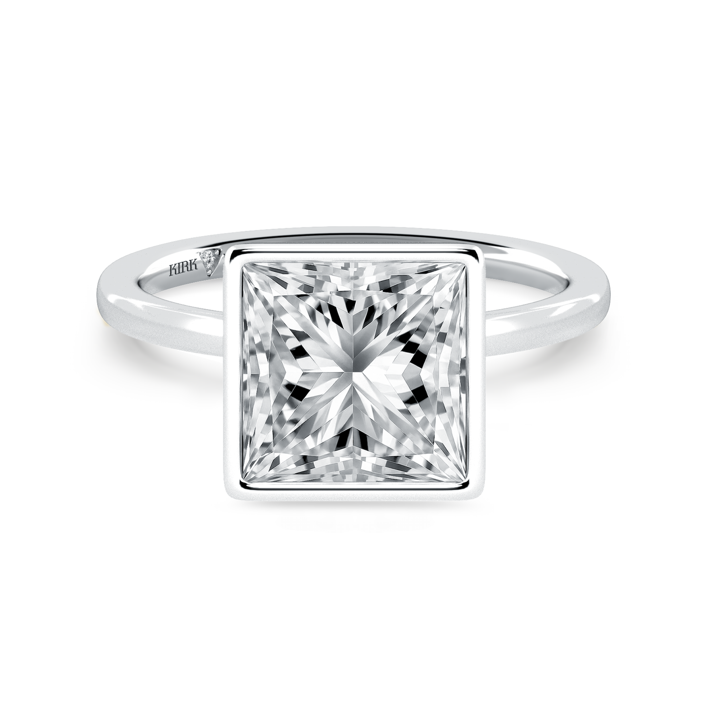 Preset Bezel Princess Solitaire Engagement Ring - Center Diamond Included