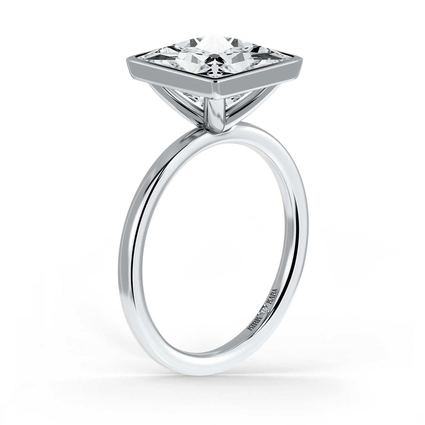 Preset Bezel Princess Solitaire Engagement Ring - Center Diamond Included