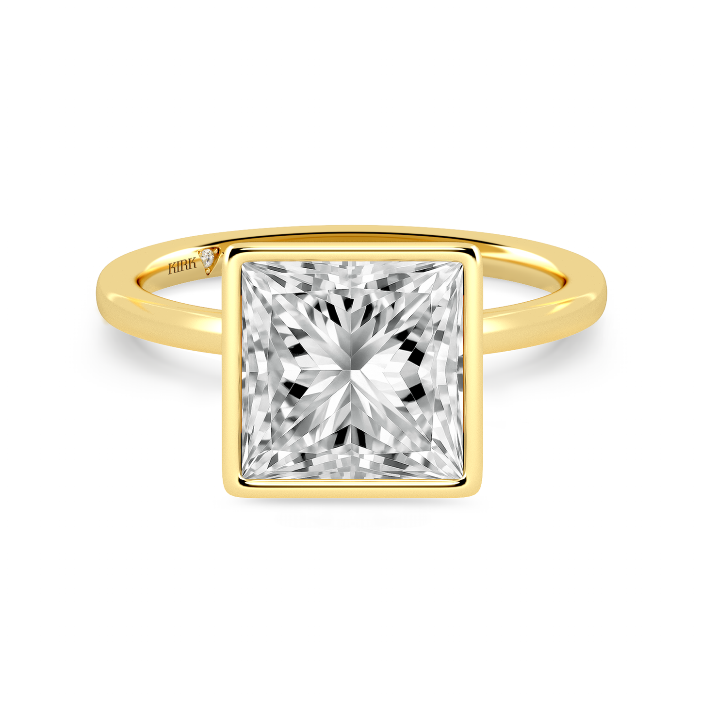 Preset Bezel Princess Solitaire Engagement Ring - Center Diamond Included