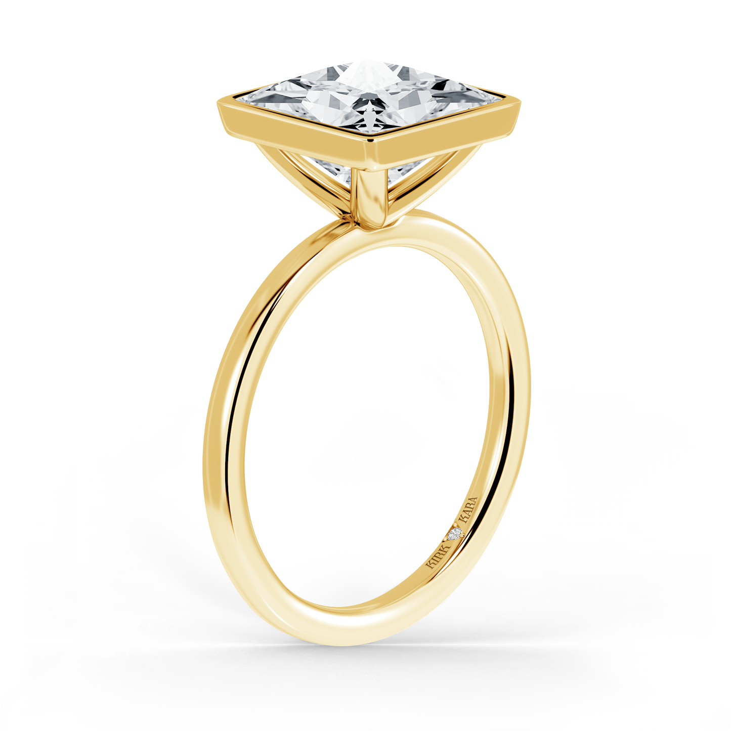 Preset Bezel Princess Solitaire Engagement Ring - Center Diamond Included