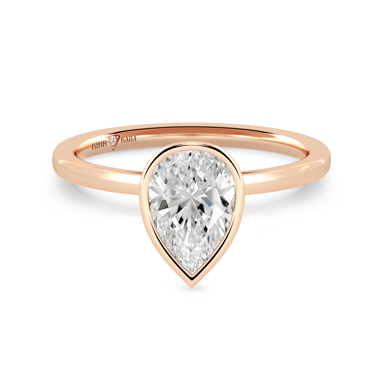 Preset Bezel Pear Solitaire Engagement Ring - Center Diamond Included
