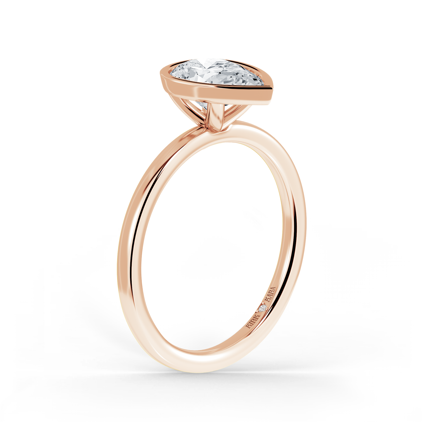 Preset Bezel Pear Solitaire Engagement Ring - Center Diamond Included