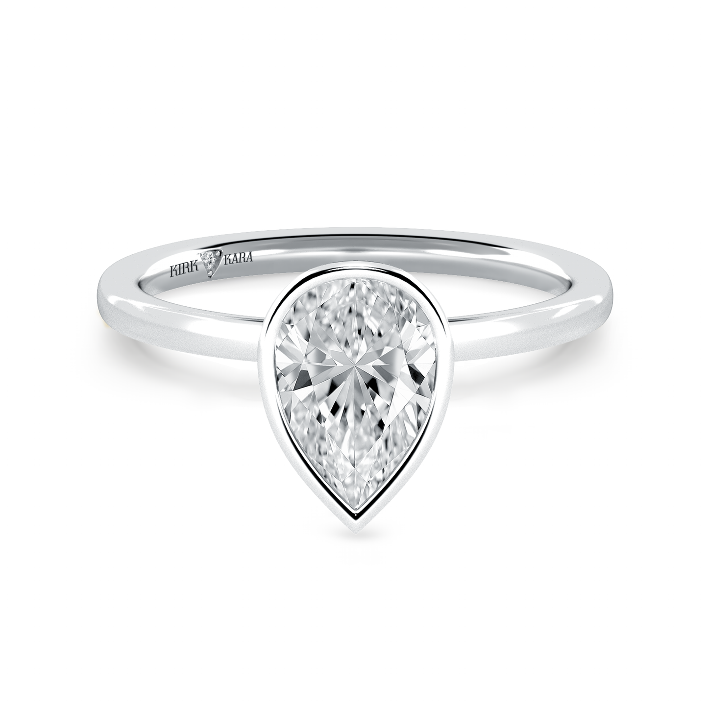 Preset Bezel Pear Solitaire Engagement Ring - Center Diamond Included